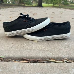 Vans black shoes with checkered sole SIZE 7.5